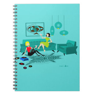 Retro Girl's night in Spiral Notebook Anteckningsbok
