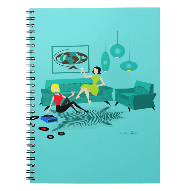 Retro Girl's night in Spiral Notebook Anteckningsbok (Framsidan)