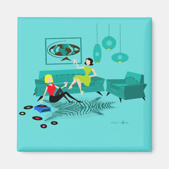 Retro Girl's Night in Square Magnet (Framsidan)