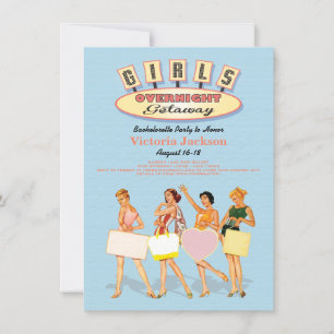 Retro Girls över natten-utlämningsinbjudningar Inbjudningar