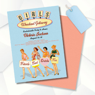 Retro Girls över natten-utlämningsinbjudningar Inbjudningar