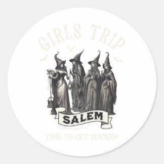 Retro Girls Resa Salem 1692 de missade en häxa Runt Klistermärke