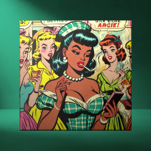 Retro Girls-Tecknader Kakelplatta