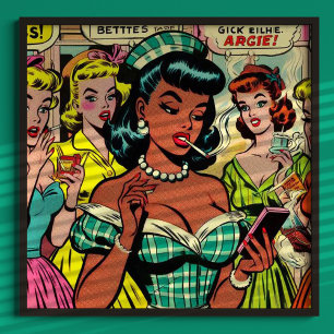 Retro Girls-Tecknader Poster