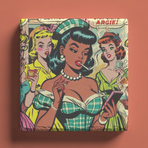 Retro Girls-Tecknader Stenunderlägg