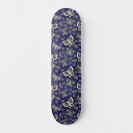 Retro Girly Blue Butterfly Mönster Wide Mini Skateboard Bräda 18,5 Cm