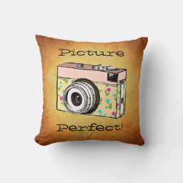 Retro Girly Camera Photographer Square Pillow Kudde