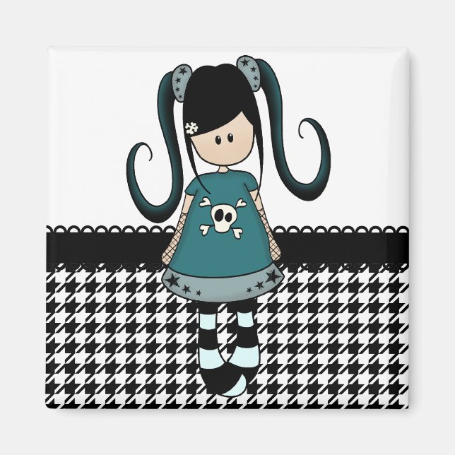 Retro Girly Rag Doll Magnet (Framsidan)