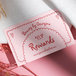 Retro Girly Red Rosa Hand plockade Whimsical Boho Lojalitetskort