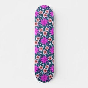 Retro Girly Rosa Blommönster Skateboard