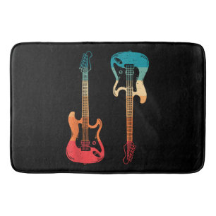 Retro Gitarr Gitarrist Elektrisk Basgitarr Rock M Badrumsmatta