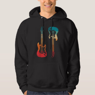 Retro Gitarr Gitarrist Elektrisk Basgitarr Rock M Hoodie