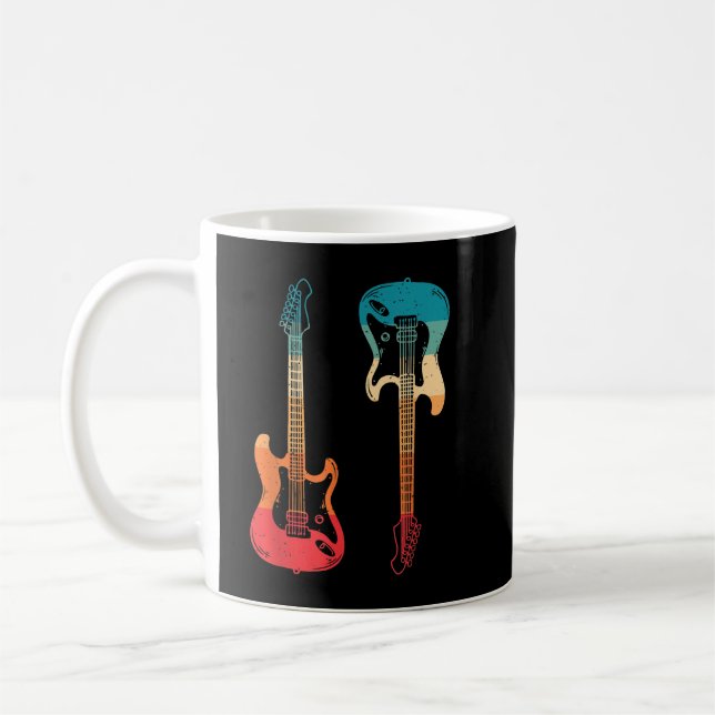 Retro Gitarr Gitarrist Elektrisk Basgitarr Rock M Kaffemugg (Vänster)