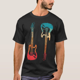 Retro Gitarr Gitarrist Elektrisk Basgitarr Rock M T Shirt