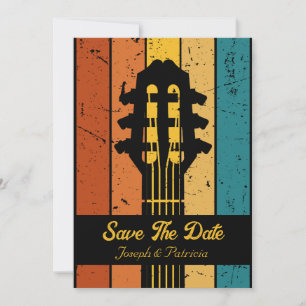 Retro gitarr Vintage gitarr spara datum Inbjudningar