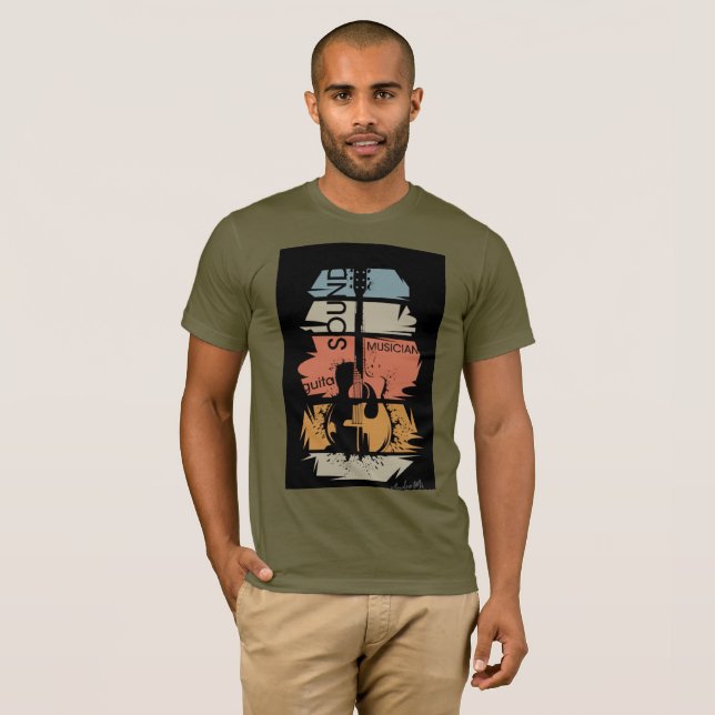 Retro gitarrljud musiker t-shirt  (Hel framsida)