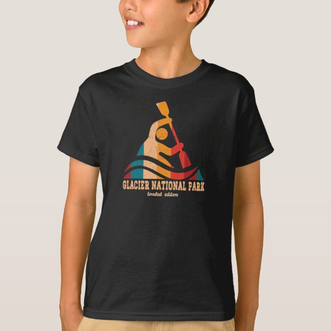 Retro Glacier nationalpark Kayaking T Shirt (Framsida)