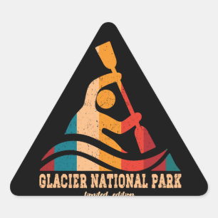 Retro Glacier nationalpark Kayaking Triangelformat Klistermärke