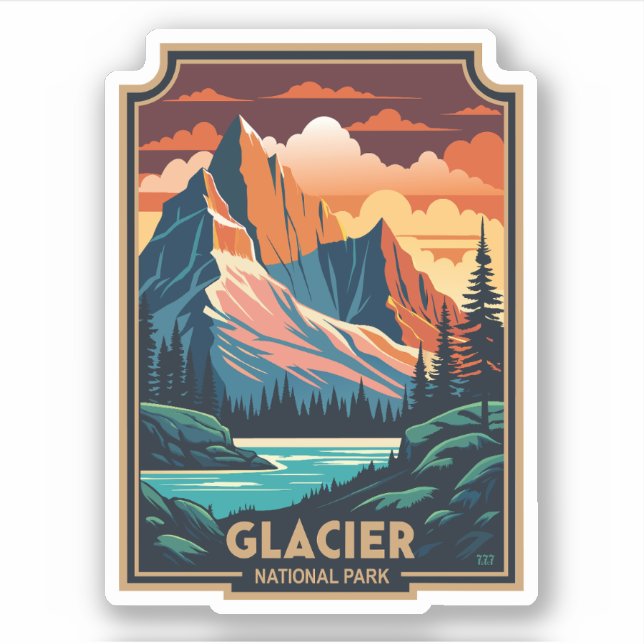 Retro Glacier nationalpark Klistermärken (Framsida)