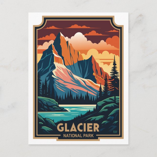 Retro Glacier nationalpark Vykort (Framsida)