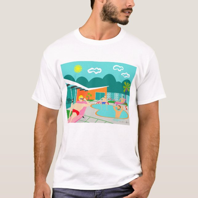Retro glad bassängpartyT-tröja T Shirt (Framsida)