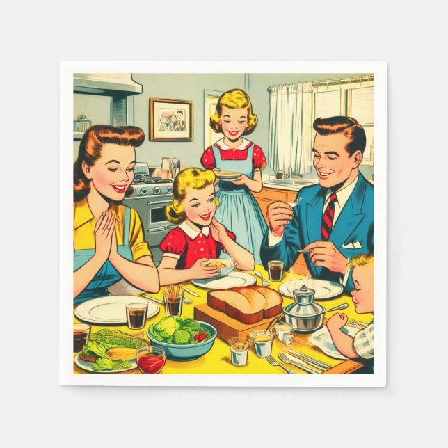 Retro Glad Familj Serietidningar Pappersservett (Framsidan)