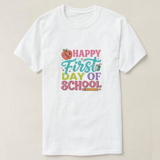 Retro Glad Första Skoldagen Söt Äpple T Shirt