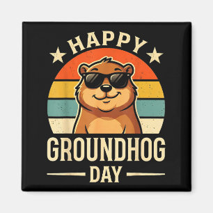 Retro Glad Groundhog Day Cool Ground Hog Day 2026 Magnet