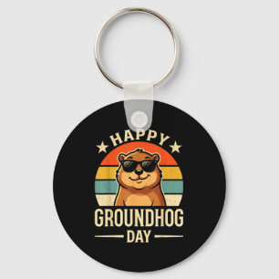 Retro Glad Groundhog Day Cool Ground Hog Day 2026 Nyckelring