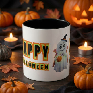 Retro Glad Halloween Spök Skräckig KOPP