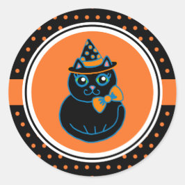 Retro Glad Halloween Svart Katt Klistermärken