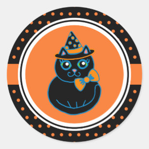 Retro Glad Halloween Svart Katt Klistermärken
