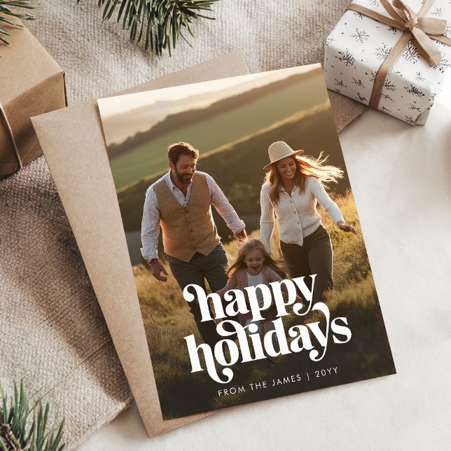 Retro Glad helg jul-Lodrät Photo Julkort (Skapare uppladdad)