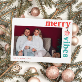Retro Glad Jul Stämning Familjefoto Julkort