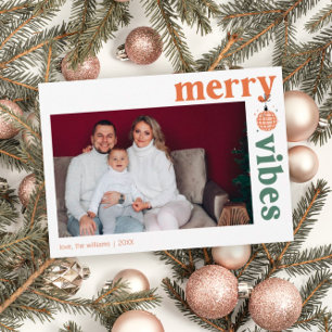 Retro Glad Jul Stämning Familjefoto Julkort