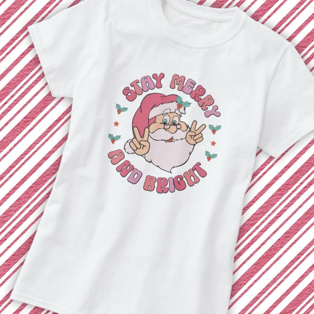 Retro Glad och Ljusstark Tomte T Shirt (Skapare uppladdad)