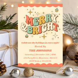 Retro Glad och Ljuvlig Redigerbar Julfest Inbjudningar