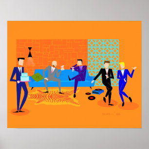 Retro glad partyaffisch poster