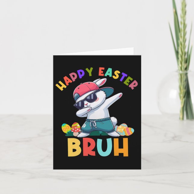 Retro Glad påsk Bruh Dabbing Bunny Kids Boys Kort (Framsida)