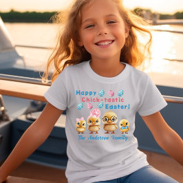 Retro Glad Påsk Kycklingar Familj T-shirt
