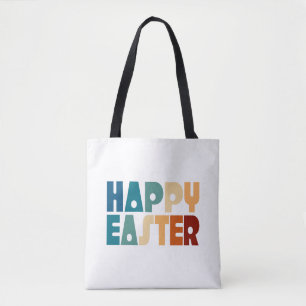 Retro Glad påsk Typografi Tote Bag Tygkasse