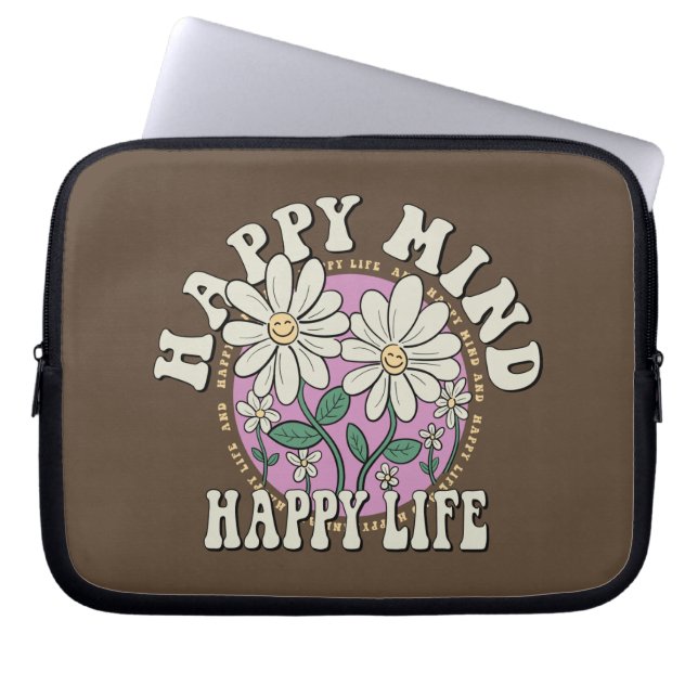 Retro Glad Sinnesstämning Glad Liv Laptop Fodral (Framsidan)