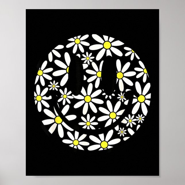 Retro glad smiley ansikte tusenskönasblomma preppy poster (Framsidan)