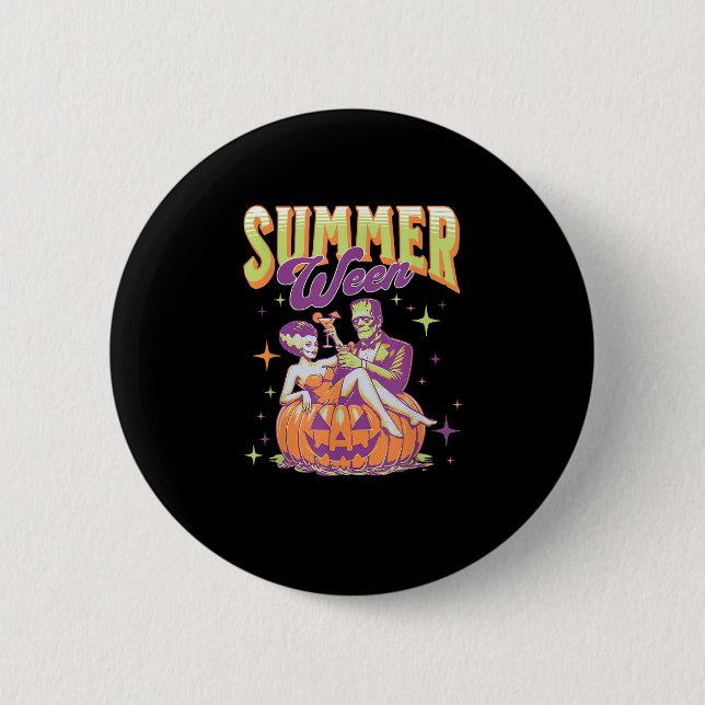 Retro Glad Sommarween Rollig Frankensteins Monster Knapp (Framsida)
