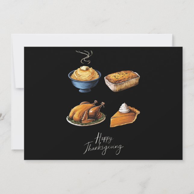 Retro Glad Thanksgiving Höst Pumpa Paj Inbjudningar (Framsida)