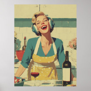 Retro Glada Matlagning Vibes Poster