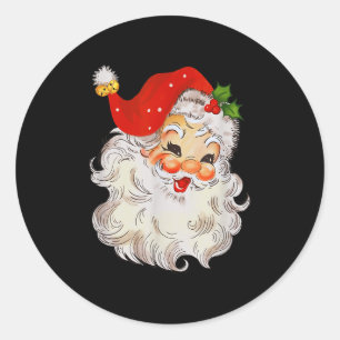 Retro glada tomte ansikte vintage St. Nick Chri Runt Klistermärke