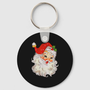 Retro glada tomte ansikte vintage St. Nick Chris Nyckelring