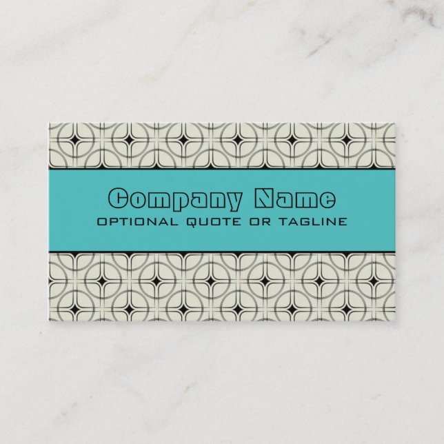 Retro Glam Affärskort, Turquise Visitkort (Framsida)