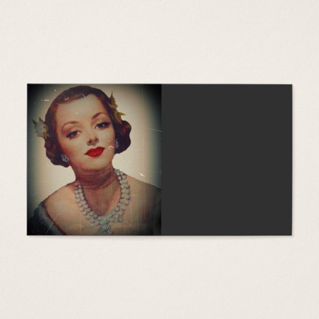 Retro Glam Girl Lipstick Visitkort (Framsidan)